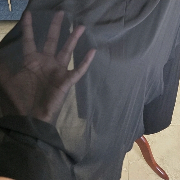 Women's Glamour Black chiffon overlay cape, rhinestone-trimmed Formal Dress - Picture 4 of 10